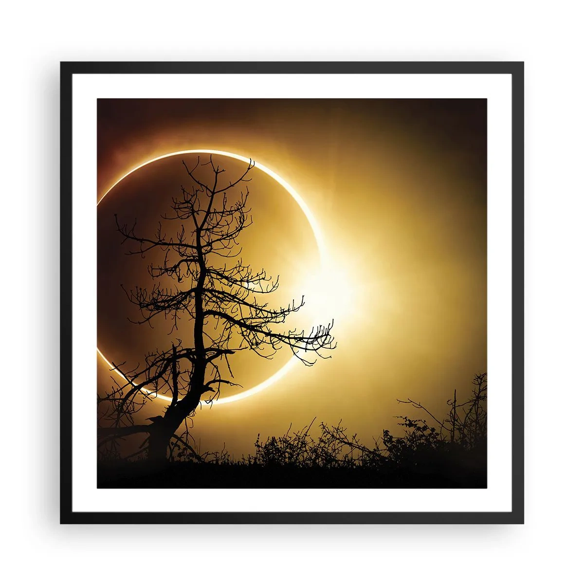 Plakat i sort ramme - Total formørkelse - 60x60 cm