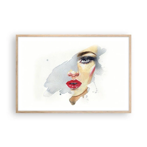 Plakat i ramme af lyst egetræ - Refleksion i en vanddråbe - 91x61 cm