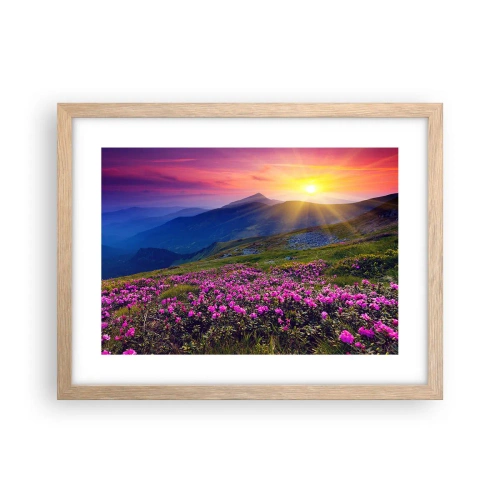 Plakat i ramme af lyst egetræ - ... Og rundt omkring dufter det af fyrretræer og krydderurter - 40x30 cm