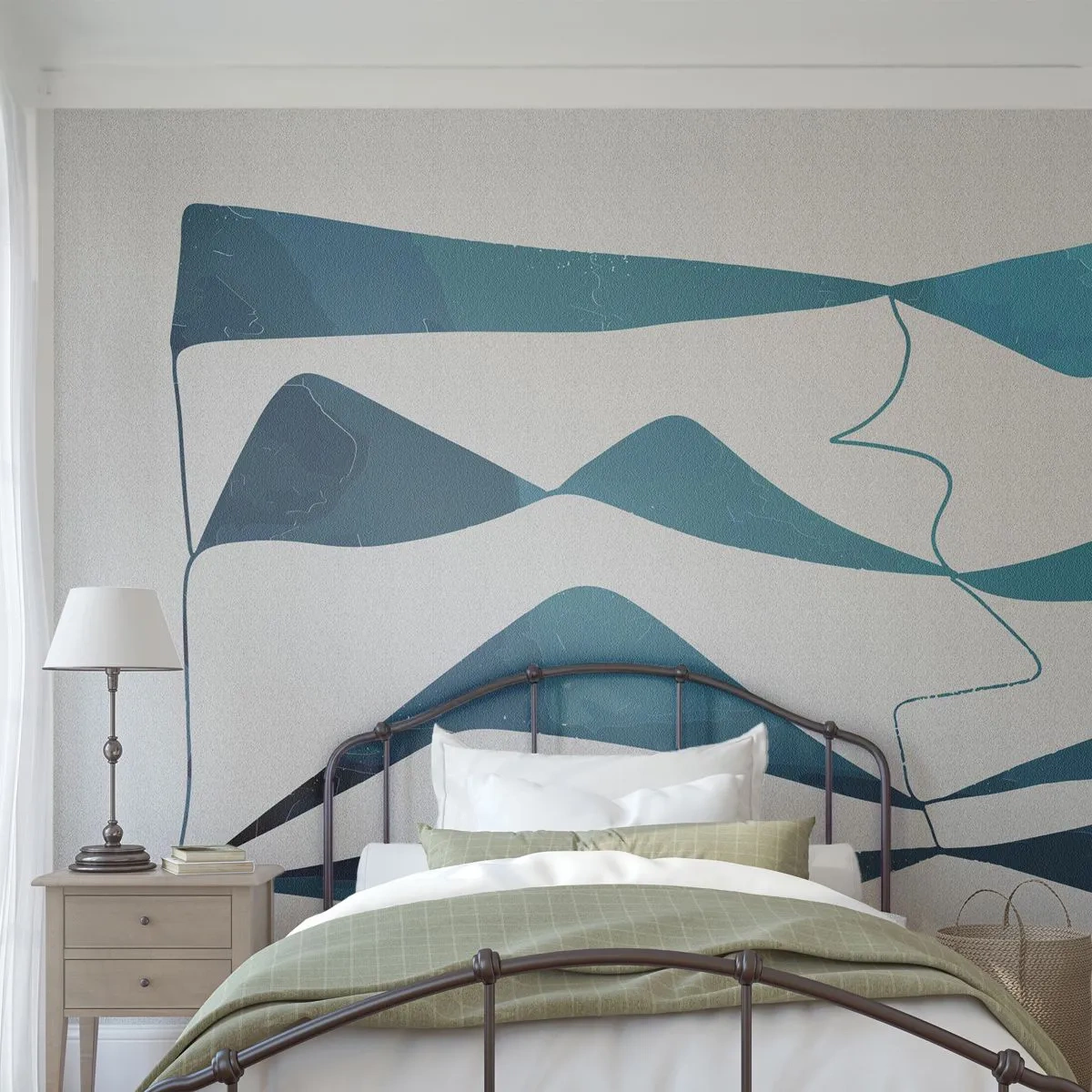 Fototapet Selvklæbende Deluxe Sticker - Abstraktion: en turkis sammensætning - Minimalisme, Elementer, Abstraktion - 300x210 cm