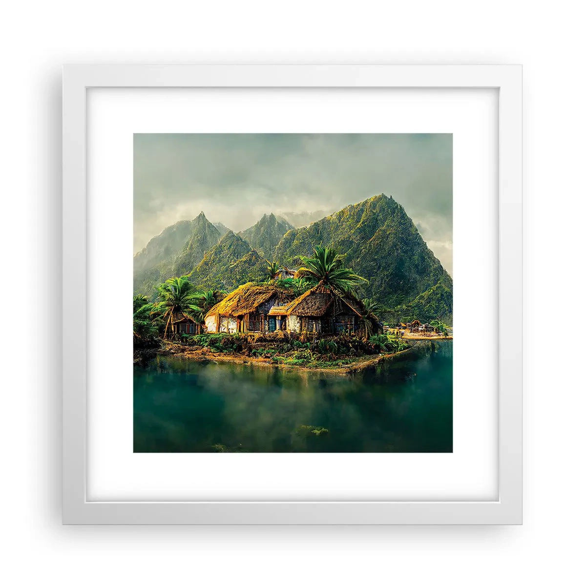 Plakat i hvid ramme - Tropisk paradis - 30x30 cm