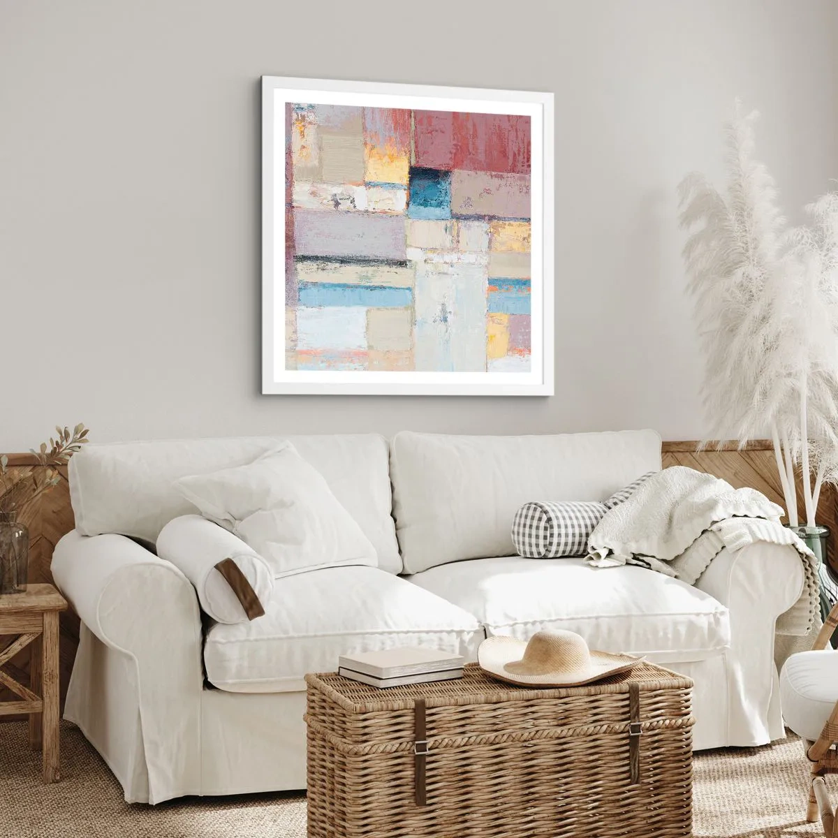 Plakat i hvid ramme - Geometriens ro - 60x60 cm