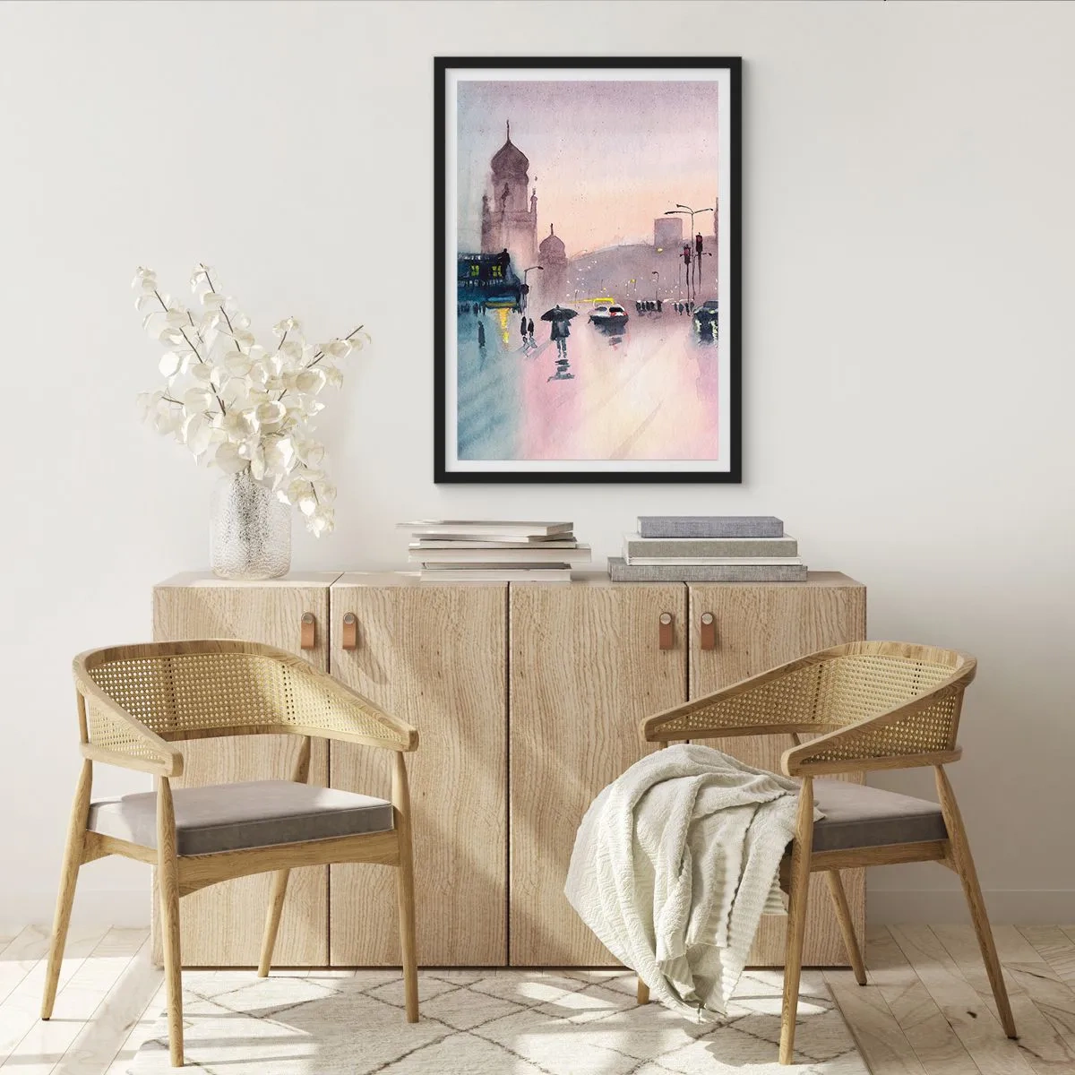Plakat i sort ramme - I en regnfuld tåge - 61x91 cm