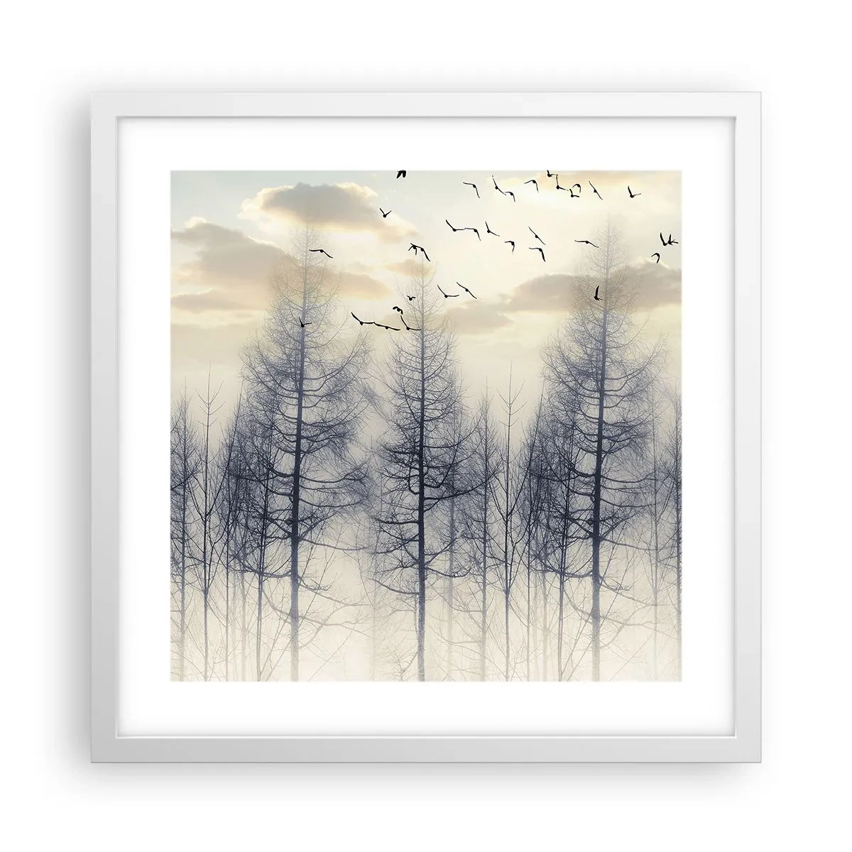 Plakat i hvid ramme - Skovånder - 40x40 cm