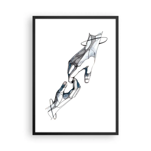 Plakat i sort ramme - Abstrakte hænder i en kunstnerisk komposition af linjer og farver - 50x70cm - En god gestus - Moderne vægdekoration til stue og soveværelse ARTTOR