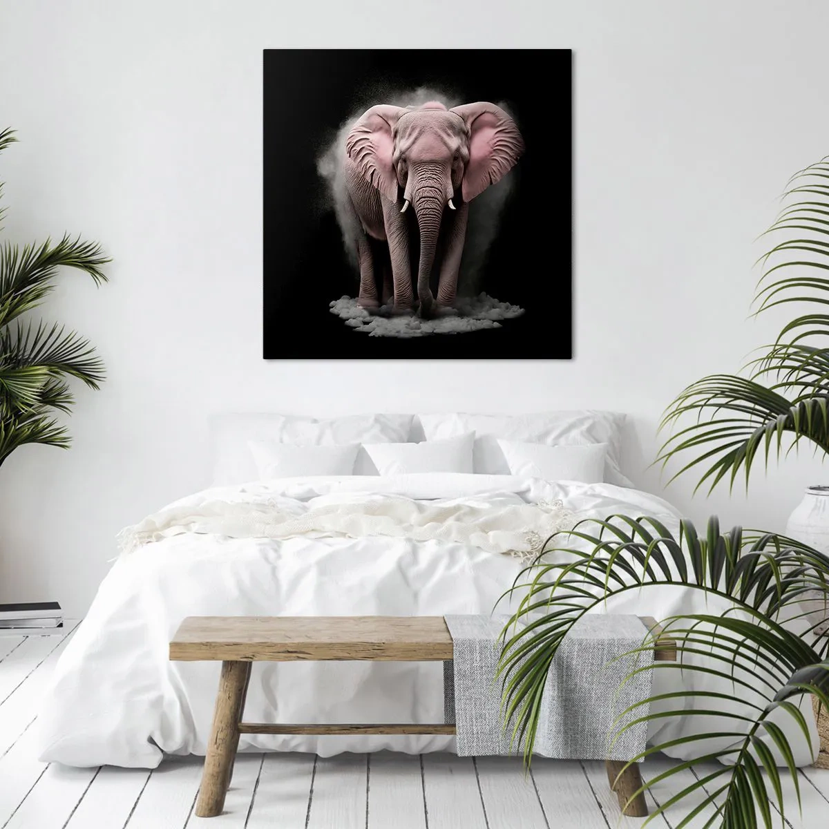 Lærredstryk - Billede på lærred - Tænk ikke på en lyserød elefant! - 40x40 cm
