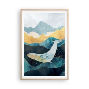 Plakat i ramme af lyst egetræ - Den kølige skønhed i det nordlige område - 61x91 cm