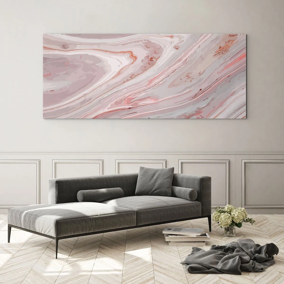 Billede på glas - Flydende lyserødt - 120x50 cm