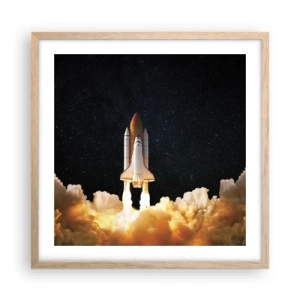 Plakat i ramme af lyst egetræ - Ad astra! - 50x50 cm