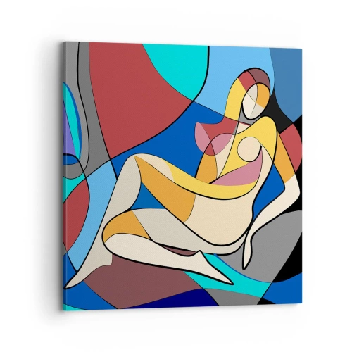 Lærredstryk - Billede på lærred - Kubistisk nøgen - 70x70 cm
