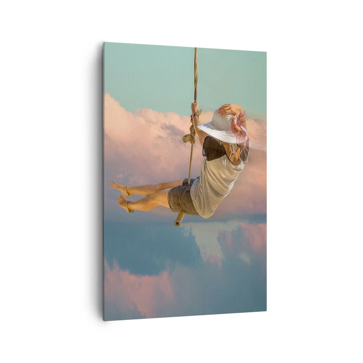 Lærredstryk - Billede på lærred - Sjov i skyerne - 80x120 cm