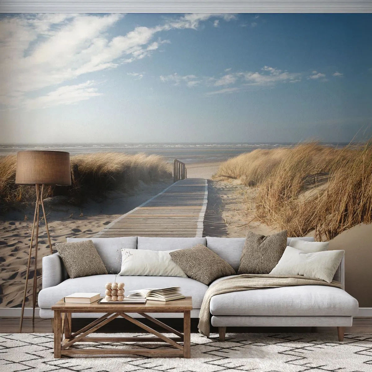 Fototapet Premium Sand - Bag klitten, i græssets summen - Landskab, Hav, Strand - 100x70 cm