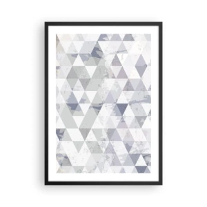 Plakat i sort ramme - Geometrisk mønster af trekanter i grå nuancer - 50x70cm - I takt på tre - Moderne vægdekoration til stue og soveværelse ARTTOR