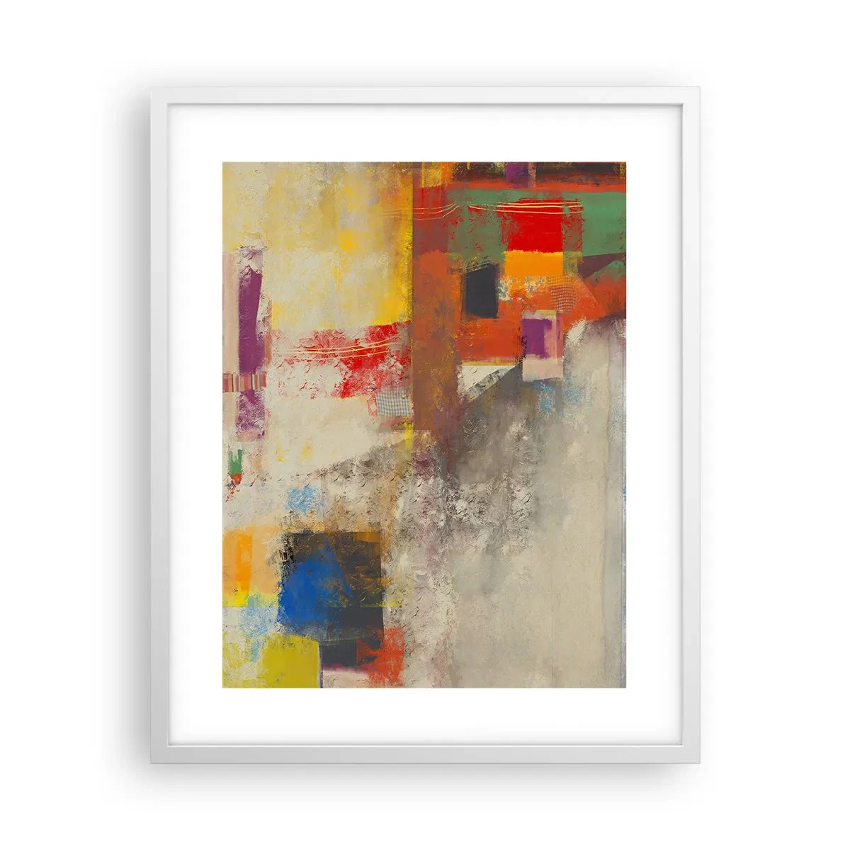 Plakat i hvid ramme - Geometri af farver - 40x50 cm