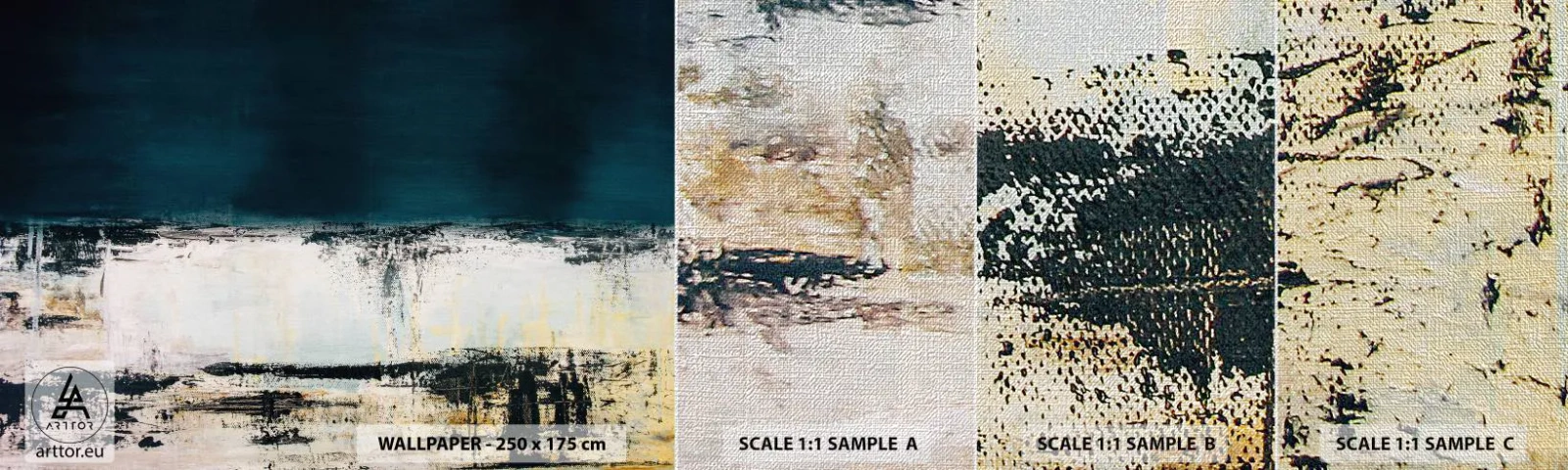 Prøve Fototapet Premium Canvas - Vandret sammensætning - Abstraktion, Stykke, Maleri - 100x30 cm