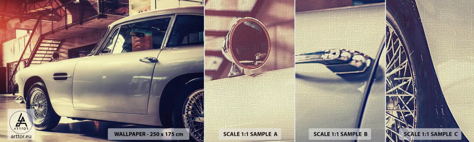 Prøve Fototapet Premium Canvas - Klassikere bliver ikke gamle - Bil, Automotive, Årgang - 100x30 cm