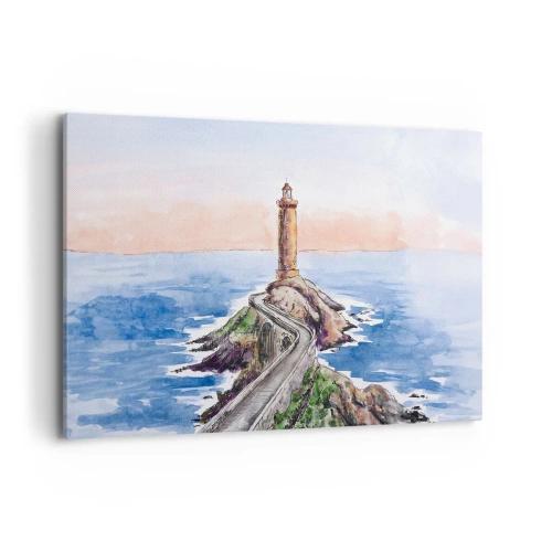 Lærredstryk - Billede på lærred - Med front mod havet - 120x80 cm