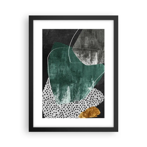Plakat i sort ramme - Farverig abstraktion med en guldflager - 30x40 cm