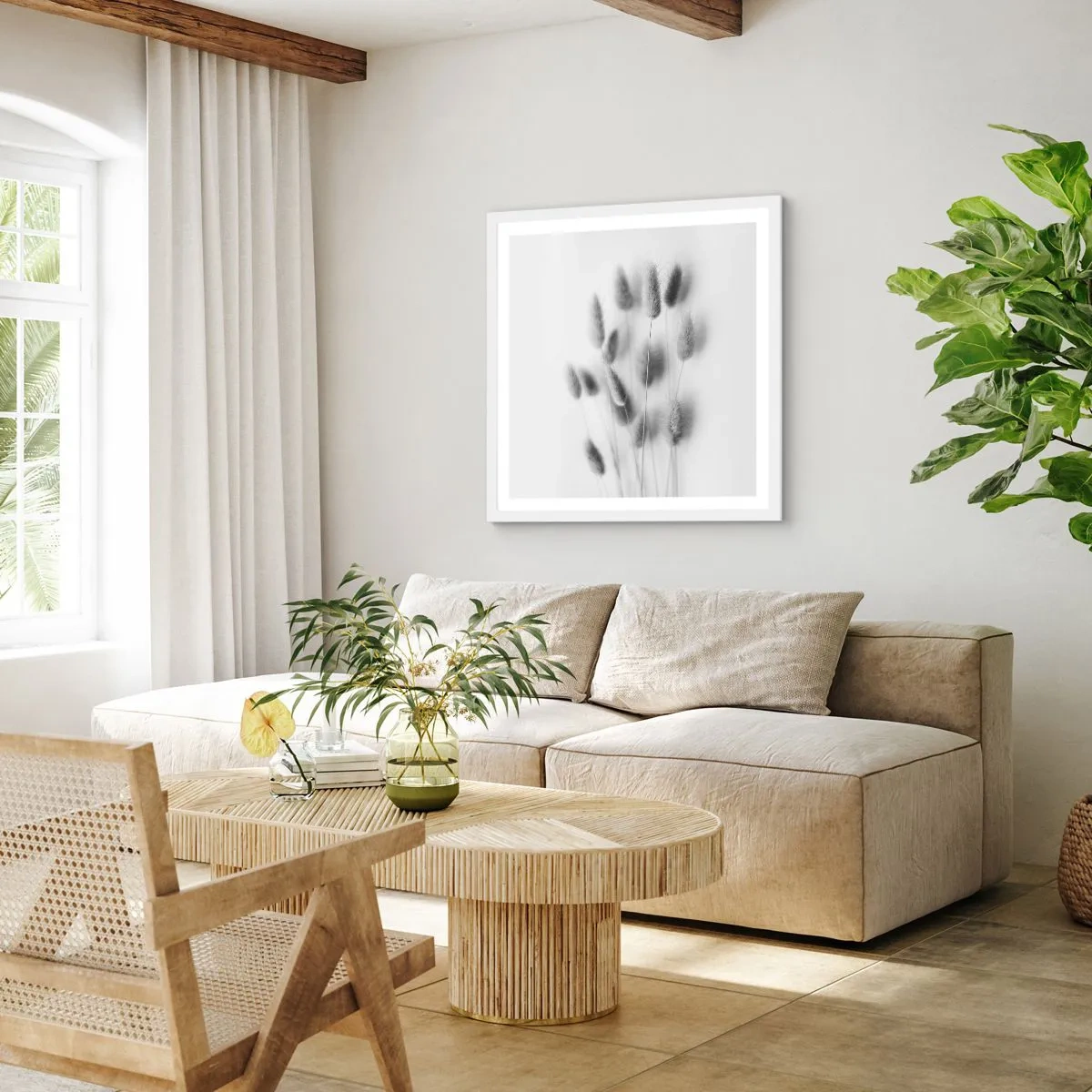 Plakat i hvid ramme - Dens bløde græs - 30x30 cm