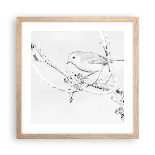 Plakat i ramme af lyst egetræ - Vintermorgen - 40x40 cm