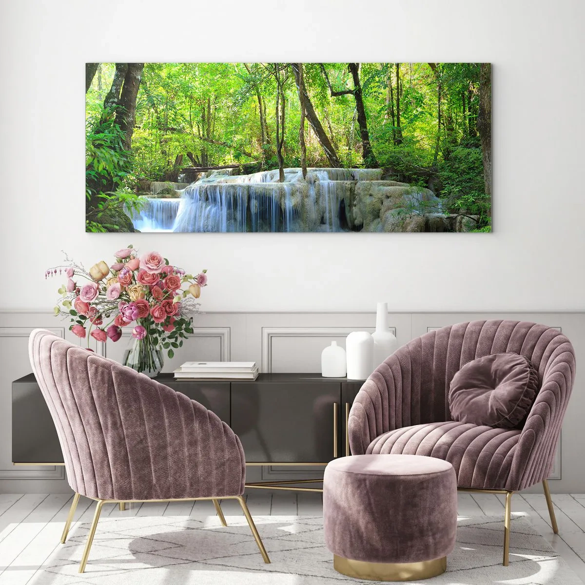 Billede på glas - Drukner i turkis og grønt - 100x40 cm