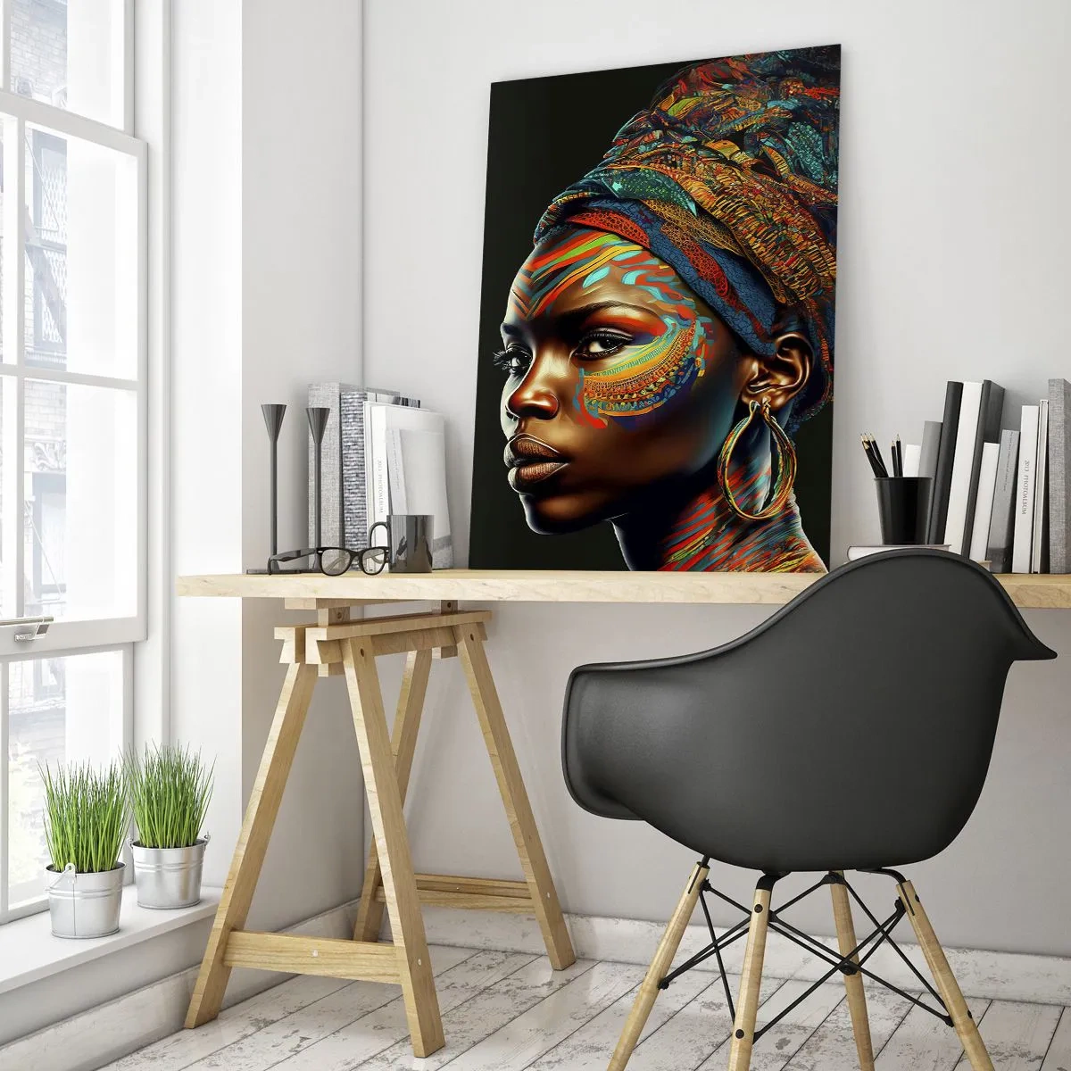 Billede på glas - Afrikansk dronning - 70x100 cm