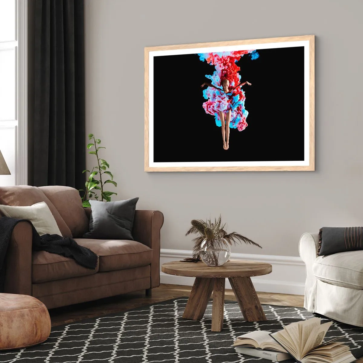 Plakat i ramme af lyst egetræ - I fuld blomstring - 40x30 cm