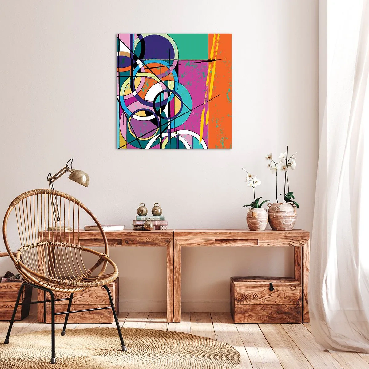 Lærredstryk - Billede på lærred - Hjul for hjul - 50x50 cm