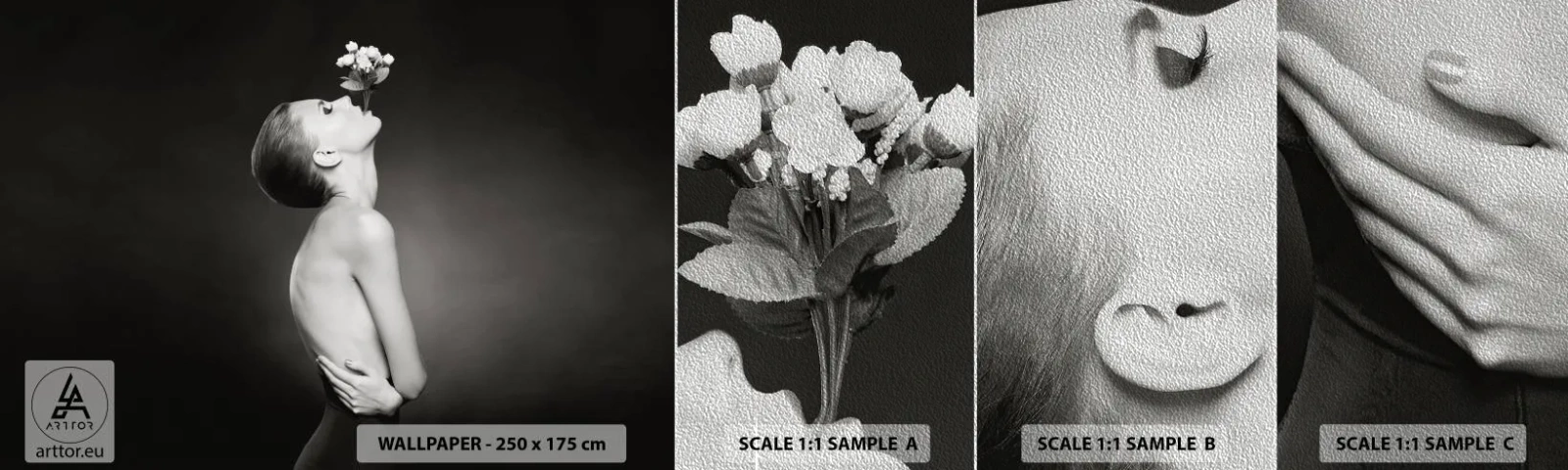 Prøve Fototapet Premium Sand - Excentrisk elegance - Legeme, Blomster, Model - 100x30 cm