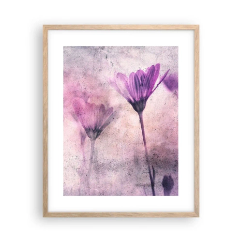 Plakat i ramme af lyst egetræ - En drøm af blomster - 40x50 cm