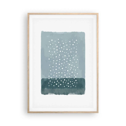 Plakat i ramme af lyst egetræ - Dyrket i blåt - 70x100 cm