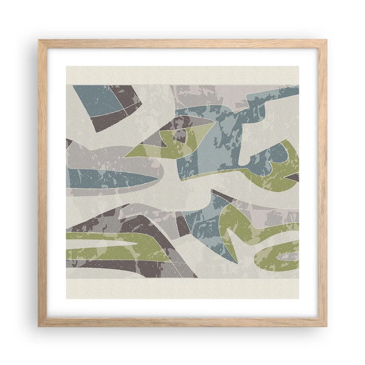 Plakat i ramme af lyst egetræ - Komposition bag glas - 50x50 cm