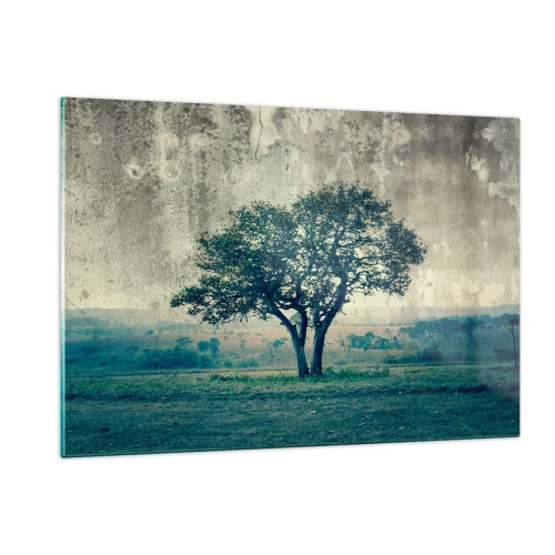 Billede på glas - Et æbletræ på en blå membran? - 120x80 cm
