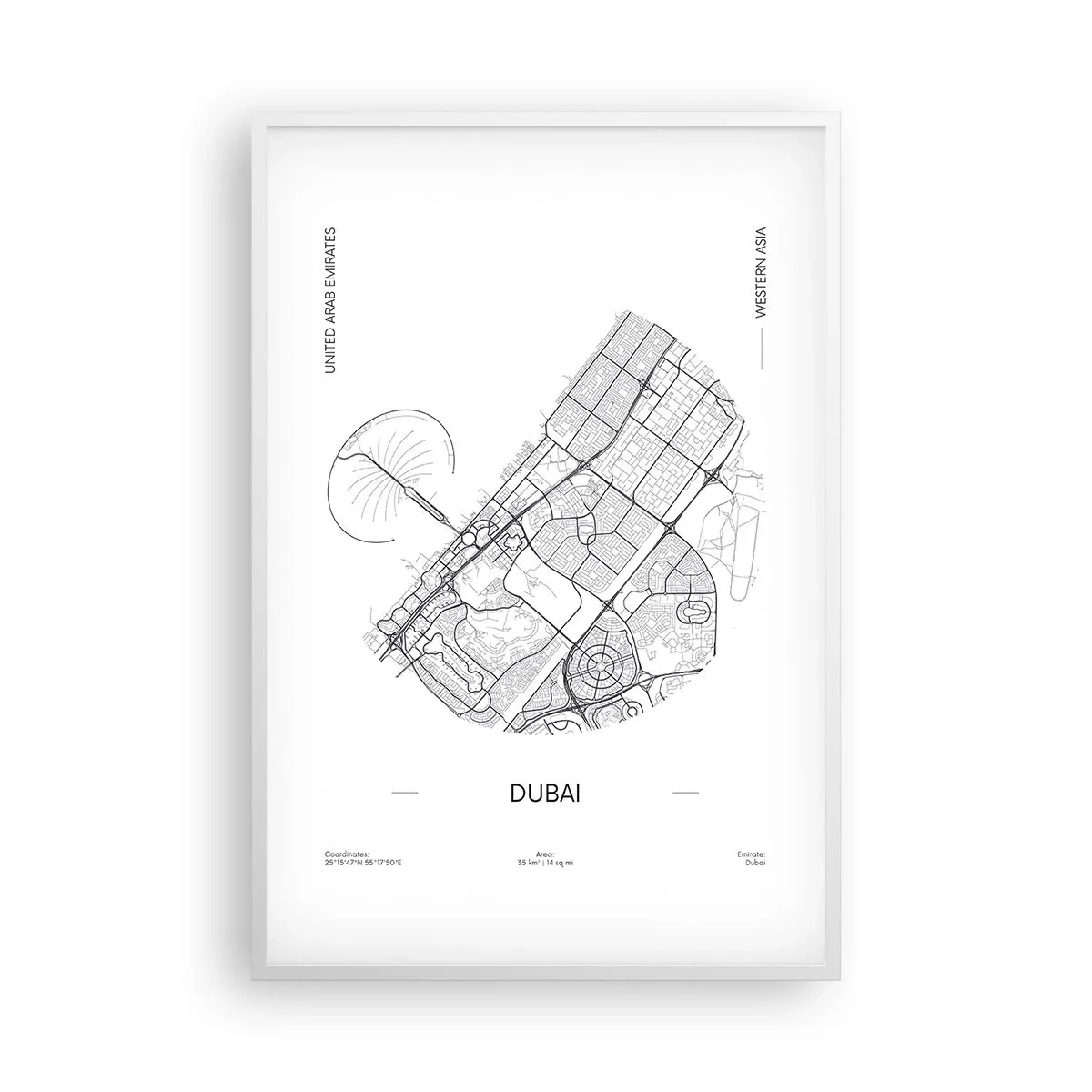 Plakat i hvid ramme - Dubais anatomi - 61x91 cm