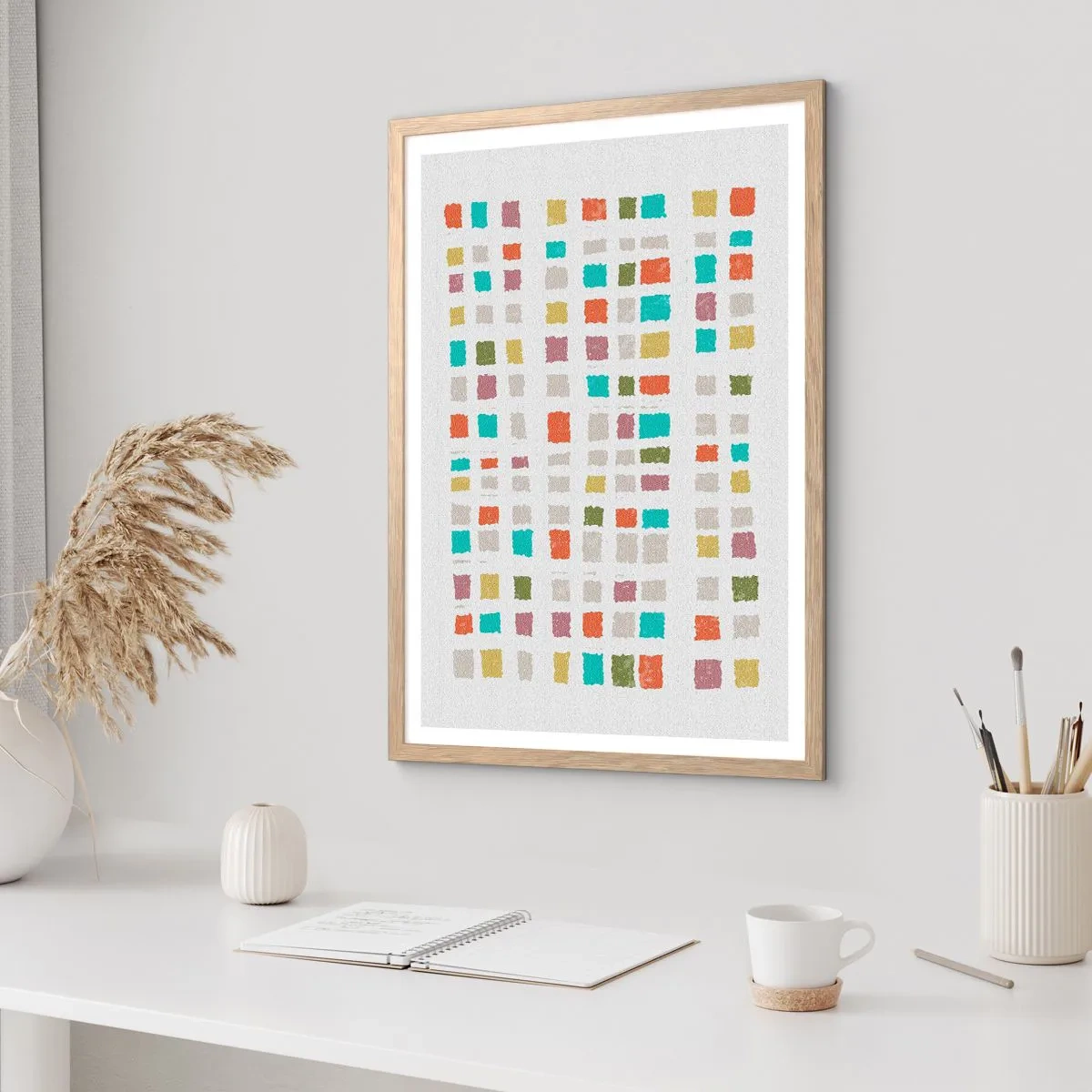 Plakat i ramme af lyst egetræ - Ukendt leg - 61x91 cm