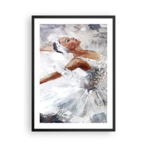 Plakat i sort ramme - En ballerina i et hvidt, malerisk outfit - 50x70cm - Blød og let som tyl - Moderne vægdekoration til stue og soveværelse ARTTOR