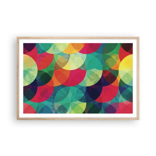 Plakat i ramme af lyst egetræ - Ind i regnbuens opstigning - 91x61 cm