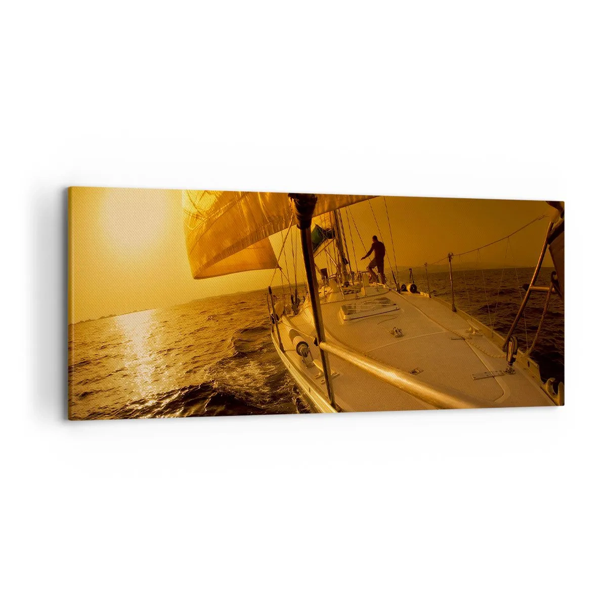 Lærredstryk - Billede på lærred - En gylden aften efter en broget dag - 120x50 cm