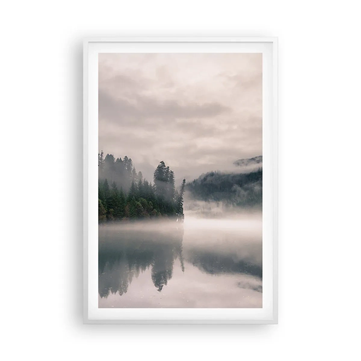 Plakat i hvid ramme - I drømmen, i tågen - 61x91 cm