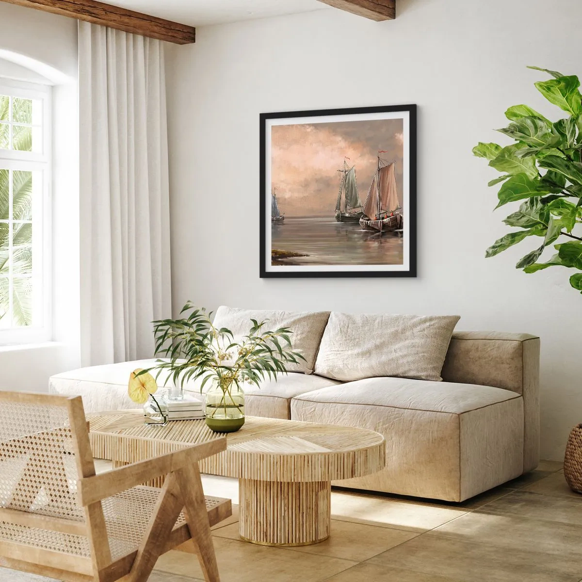 Plakat i sort ramme - Sømændenes tilbagevenden - 30x30 cm