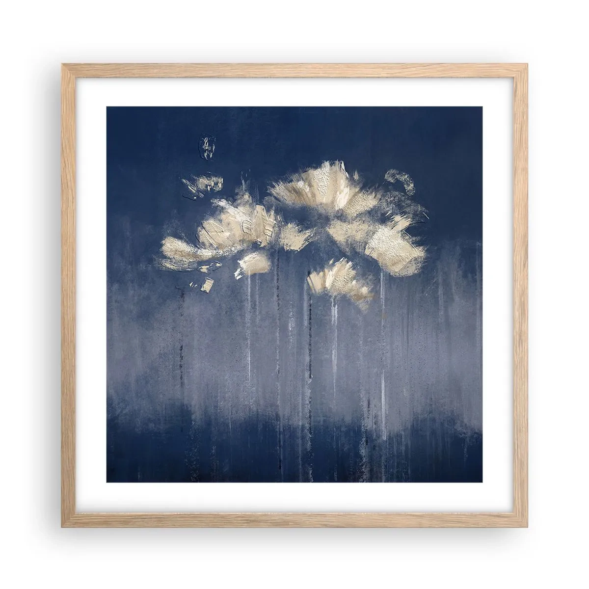 Plakat i ramme af lyst egetræ - Som kronblade i vinden - 50x50 cm
