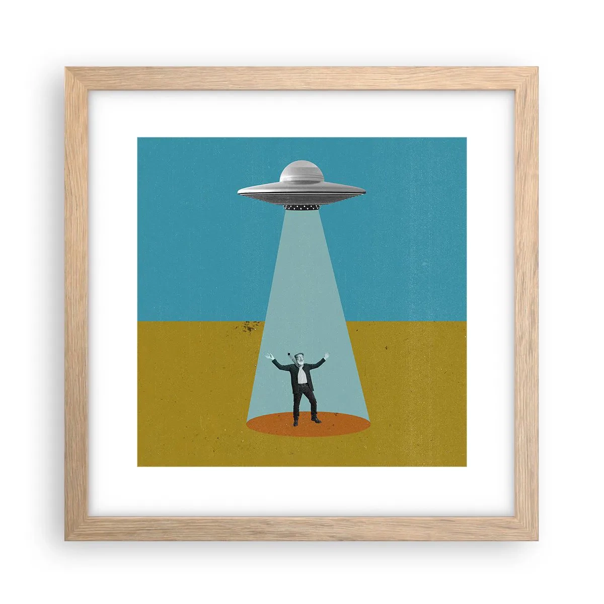 Plakat i ramme af lyst egetræ - Et tæt møde - 30x30 cm