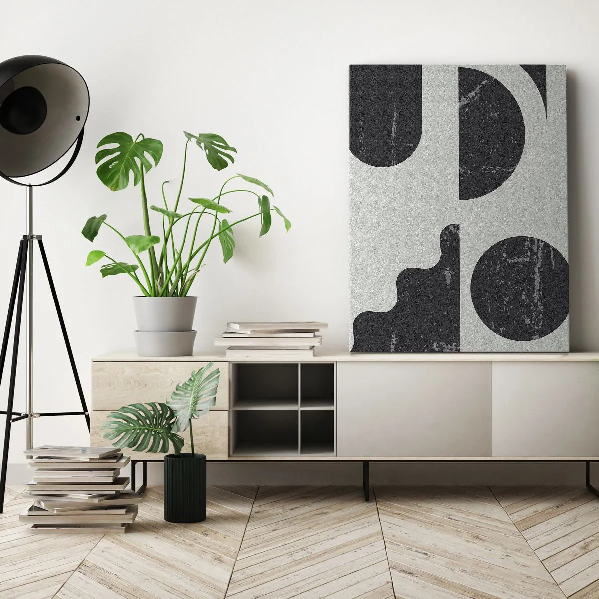 Lærredstryk - Billede på lærred - Komposition over og under - 45x80 cm