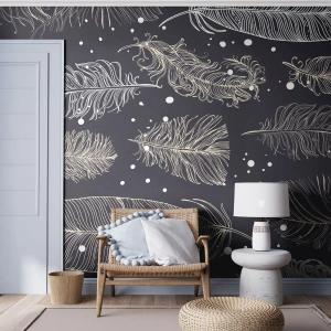 Fototapet på mål Premium Canvas - Fjerede blonder - Fuglens fjer, Grafik, Stykke