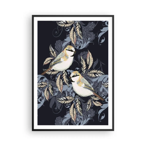 Plakat i sort ramme - Gul-blå espalier - 70x100 cm