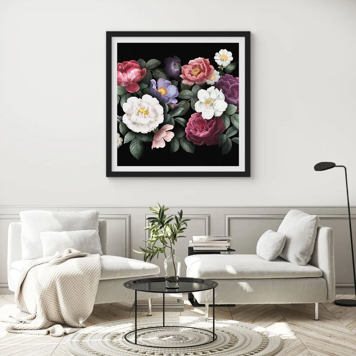 Plakat i sort ramme - Fra en engelsk have - 50x50 cm
