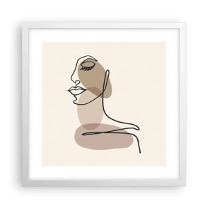Plakat i hvid ramme - En vis linje af skønhed - 40x40 cm