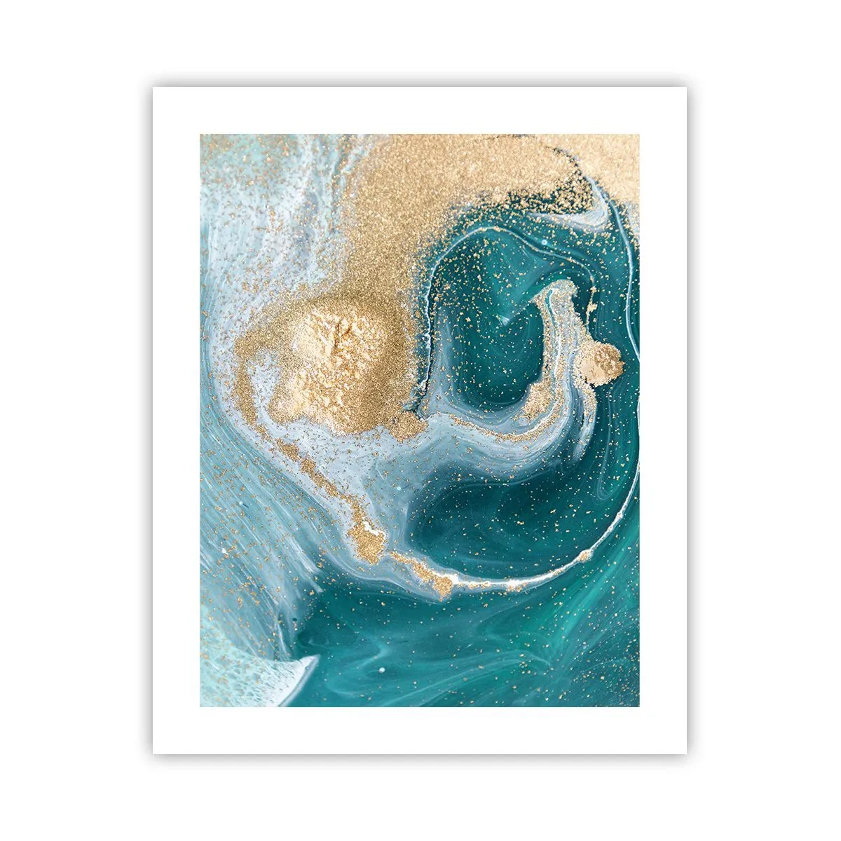 Plakat - En hvirvel af guld og turkis - 40x50 cm
