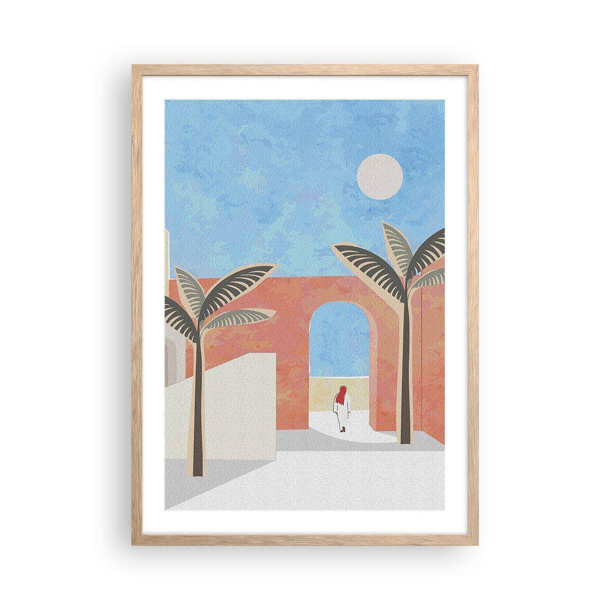 Plakat i ramme af lyst egetræ - En arabisk dag - 50x70 cm