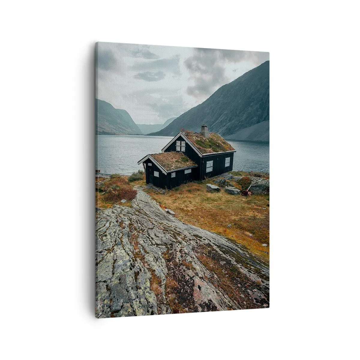 Lærredstryk - Billede på lærred - Fjord sommerresort - 50x70 cm